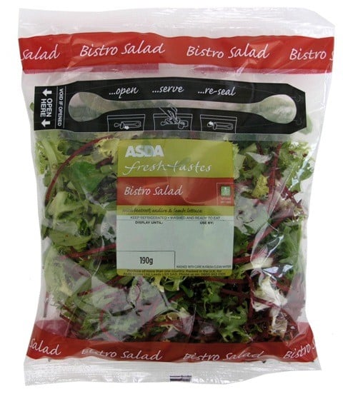 Resealable salad bags introduced by Asda under Courtauld to help householders waste less food